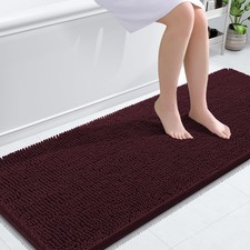 OLANLY Bathroom Runner Rugs 59x24, Soft Absorbent 59" X 24", Black Cherry