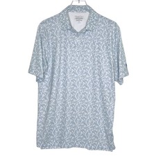 Straight Down M Mens Blue Floral Performance Polo Golf Outdoor flaw