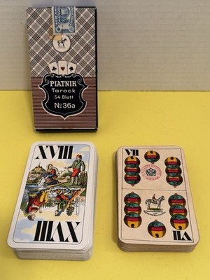 Set of 2 Vintage Ferd. Piatnik & Sohne, Wein, 54 & 32 Playing Cards Tarock