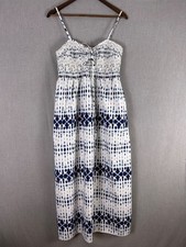 Universal Thread Maxi Dress Women Large White Tie Dye Smocked Cut-Out Sundress