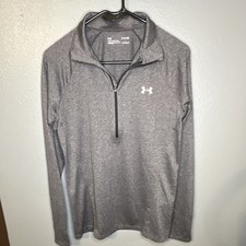 Under Armour HeatGear Women s Gray M 1/4 Zip Pullover Long Sleeve Mock Neck