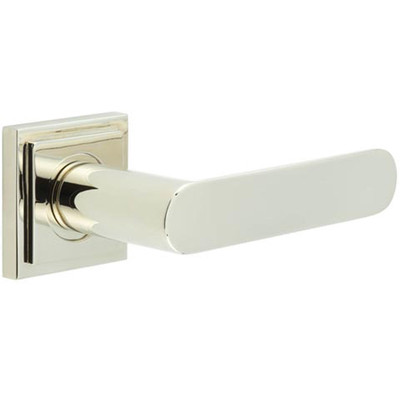 Premium quadratischer gestufter Türgriff in polierter Nickeloptik - massives Messing