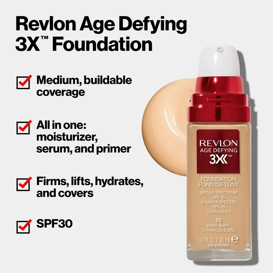 Revlon Age Defying 3X Foundation SPF 20 1oz 2 Pack EXP 2/2026 New - Image 2 of 4