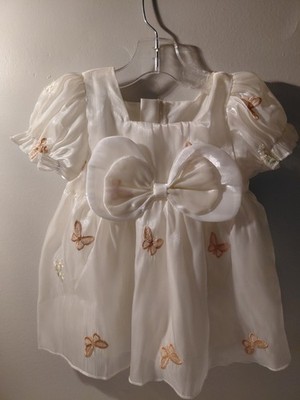 Fashion Girls Dress Sz.  9-12 Months Cream Butterfies Dress
