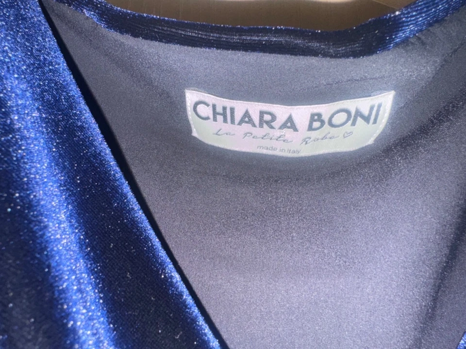New Chiara Boni La Petite Robe Florien Ruched Blue Velvet Dress Size 40 (6 US) - Image 4 of 4
