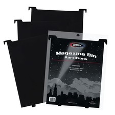 Magazine  Document Bin Partitions - 3 Pack  Smooth Black Plastic Finish, Wo...