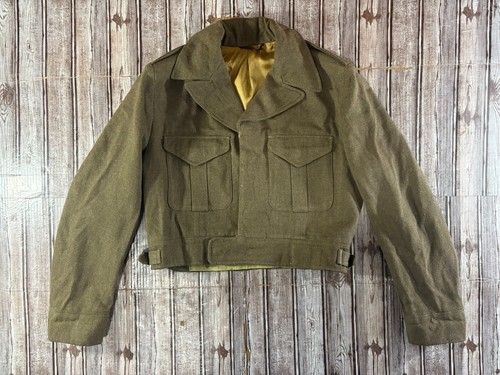 Miller & Gabbe Ltd US Army Wool Cropped Jacket sz Large green khaki Vintage 1955