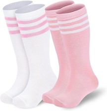 American Trends Kids Toddler Soccer Socks 3-6 Years, 2 Pack White Pink