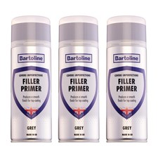 3x Bartoline Filler Primer Quick Drying Plastic Metal Wood Adhesion Grey 400mL