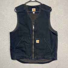Carhartt Mens Relaxed Fit Washed Duck Sherpa Lined Vest Black 104394-BLK Medium