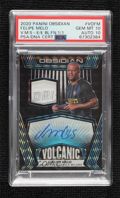 2020 Obsidian Material Electric Etch Blue Finite 1/1 Felipe Melo PSA 10 Auto