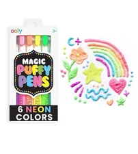 Magic Puffy Pens Set of 6 Neon Colors for 3D Art Creations and Projects