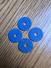 4 X WW2 Canada Meat Ration Tokens Blue Fibre Coin 7/8" Diameter