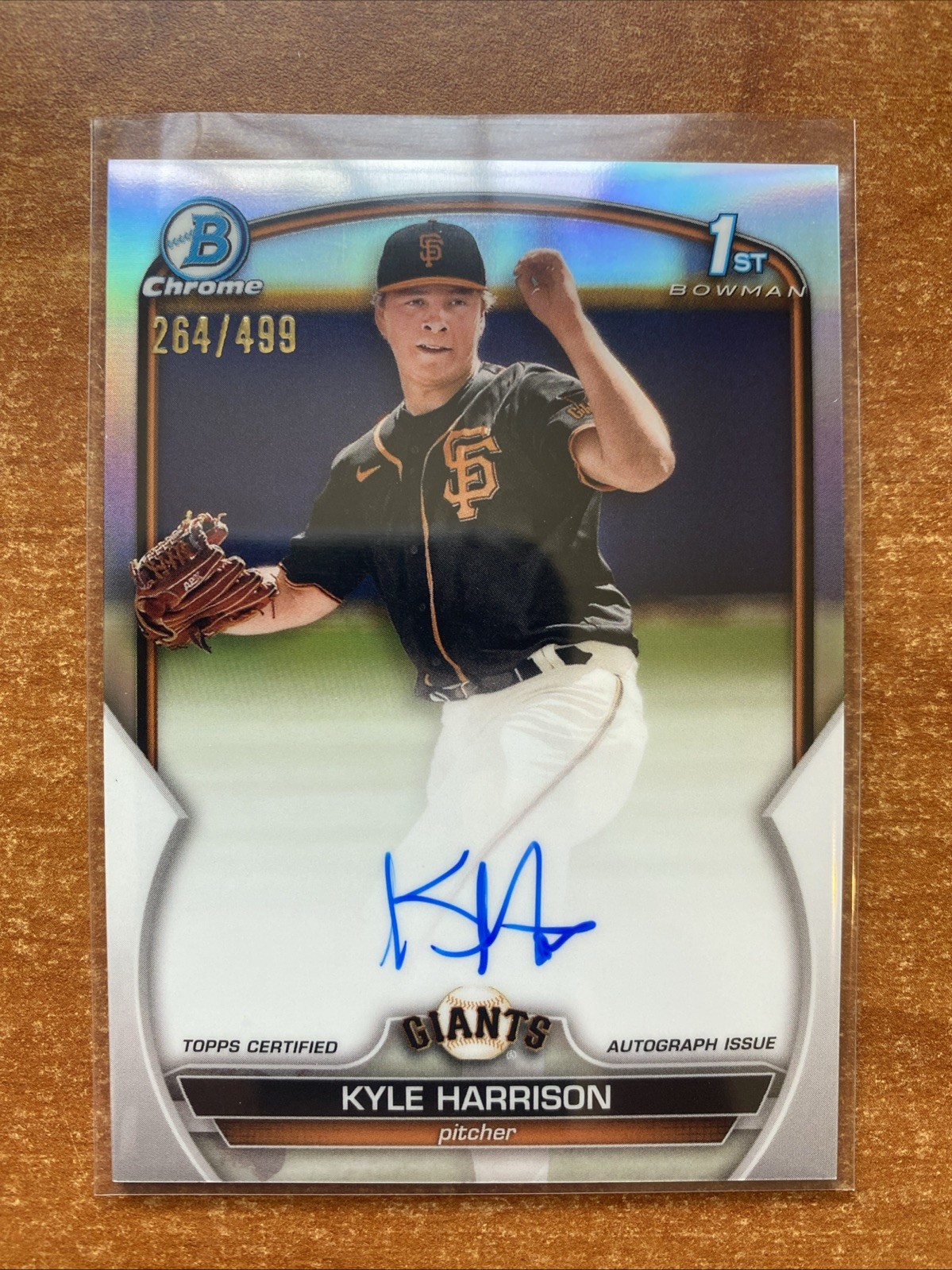 2023 1st Bowman Chrome Kyle Harrison Silver Refractor Auto 264/499 Giants RC!