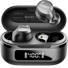 Active Noise Cancelling Wireless Earbuds TOZO NC9 Dark Black 60H LED Display