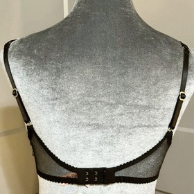 Agent Provocateur Darla Black/Pink Bra Floral Lace Corset Detail Size 34C NWT