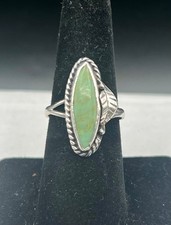 VTG 925 Native American Sterling Silver Green Turquoise Ring 7.5 Signed ECOI