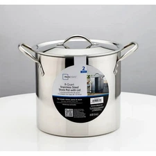 8-Qt Stainless Steel Stock Pot with Metal Lid, Ultra Durable, Stay-Cool Handles