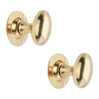 Door Knob Pair Victorian Style Polished Brass Mortice Internal Pull Handle 58mm