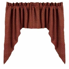 Home Collection by Raghu 2-Piece Philmont Jacquard Swag 72"x36", Barn Red Oat