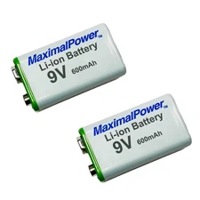 Maximalpower 9v Batteries 550mah Li-ion 9 Volt Rechargeable Batteries Pack for A