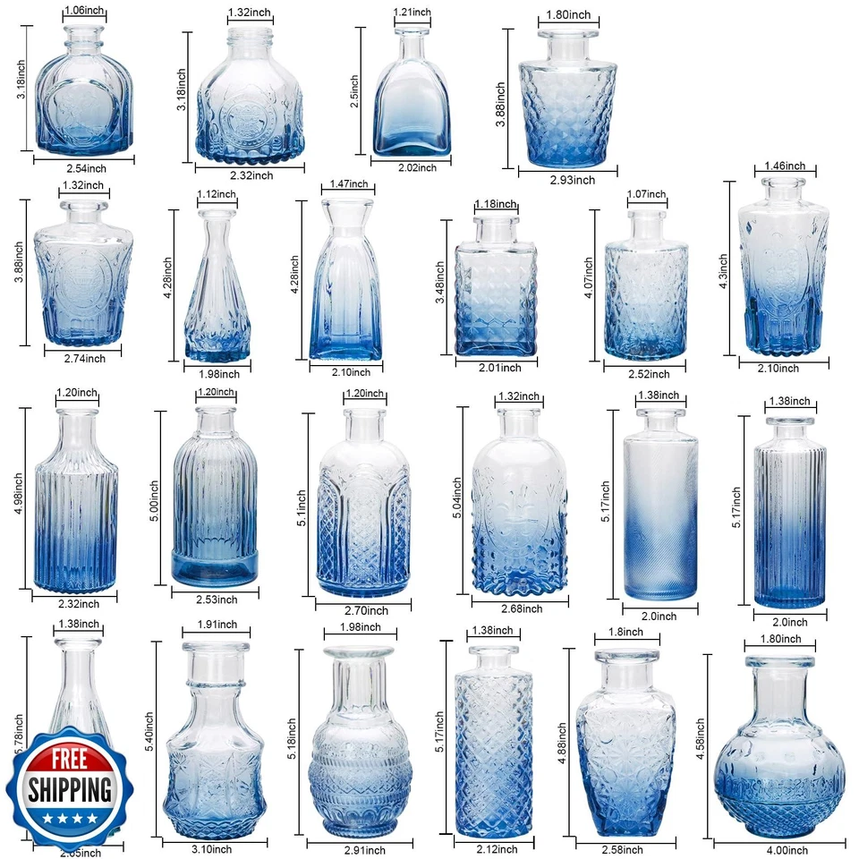 Brajttt Bud Vase Set of 25, Dark Blue Vases, Glass Bud Vases in Bulk, Small V - Image 3 of 4