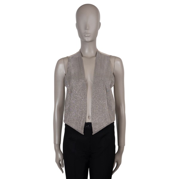 73054 authentisch Brunello Cucinelli grau 2016 Monili Perlen Satin Weste Shirt schwarz M