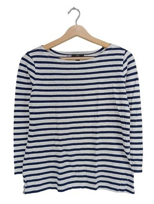 J.CREW Schlupf-Bluse Damen Bluse Gr. DE 34 blau-weiß Casual-Look