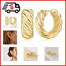14K Gold Hoops Earrings 14 Karat Gold Hoop Earrings Twisted Thick Small Hoop Ear