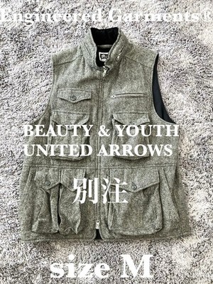 Engineered Garments Photographer Vest Tweed Wool Gray Multiple Pockets #FB ZEA