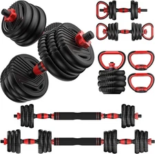 UNNMIIY Adjustable Dumbbells, 10/20/30/45/70/90lbs Free Weight Set with Conne...