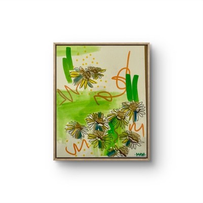 MER  ORIGINAL  CONTEMPORARY ABSTRACT FLORAL MIXED MEDIA SKETCH ART 8X10