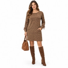Tacera Womens Knit Sweater Dress Size Small Brown Coastal Cowgirl Fall Boho Chic