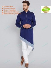 Mens Kurta Blue Cotton Mens Shirt Long Fashion Kurta Mens Kurta Handmade Shirt