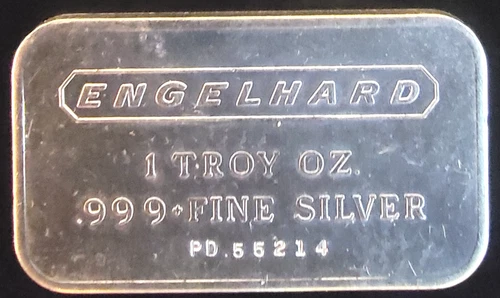 Engelhard Frosted Reverse Rare Vtg Commercial US Bullion-0.999 Silver 1 Oz Bar