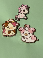 Enamel Pin Lot: Carrot and Strawberry Cake Cows w/ Tokidoki Unicorno Pin