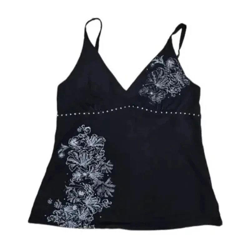 Women Coquette Fairycore Y2K Aesthetic Cami Top Print Halter Tank S-L