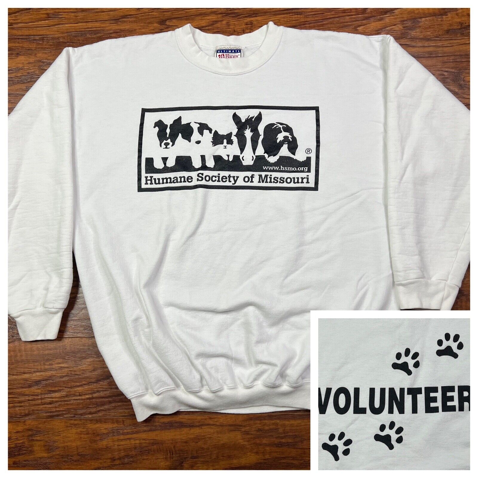 vintage humane society sweatshirt medium white U4 - image 1
