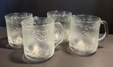 Duralex Saint-Gobain Glass Christmas Mug Set Bells & Berries France 4 Glasses