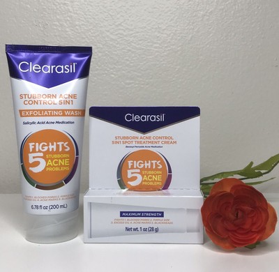clearasil stubborn acne control 5 in 1 exfoliating wash