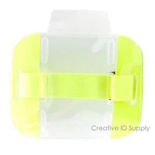 Reflective Yellow Arm Band Photo ID Badge Holder Vertical w/ Elastic Yellow Band