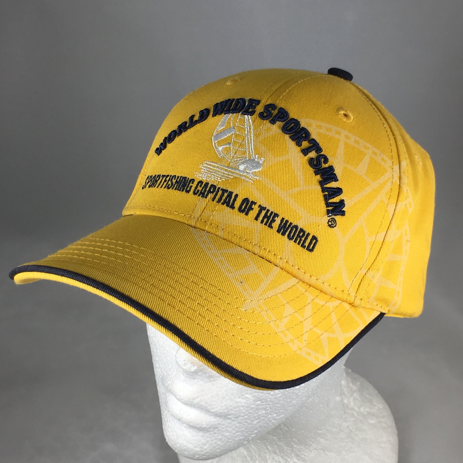 World Wide Sportsman Yellow Baseball Embroidered Front Strapback Cap