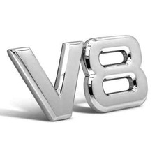 1 x V8 Emblema Segno Cromato Scritta 3D Logo Auto Adesivo Tuning Sticker