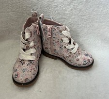 Cat  Jack Combat Boots Toddler Girls Sz 7 Giovanna Beige Floral Zip
