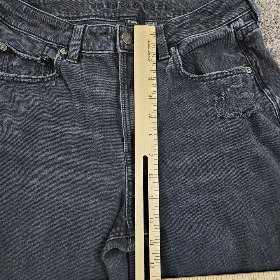 American Eagle Jeans Women 6 Long Black Wide Leg Baggy High Ankle Stretch 26x27 - Image 4 of 4