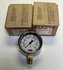 LENZ,BAC-1M-25,PRESSURE GAUGE 0-1000 PSI LOT OF 2 NOS