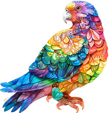 Colorful Bird Wood Jigsaw Puzzle Animal Shape Adults Kids Small/A5 39.99 NIB