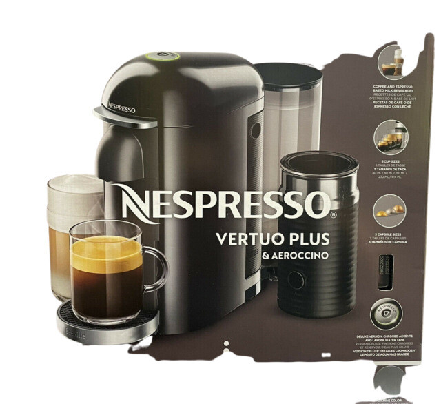 Breville Nespresso VertuoPlus Deluxe Coffee Machine Bundle Titan