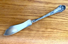 Antique Sterling GORHAM POPPY 1902 Offset Master Butter Knife Mono ART NOUVEAU