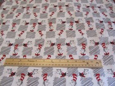 White/Black Blocked Dr Seuss Cat In The Hat Cotton Fabric BTY